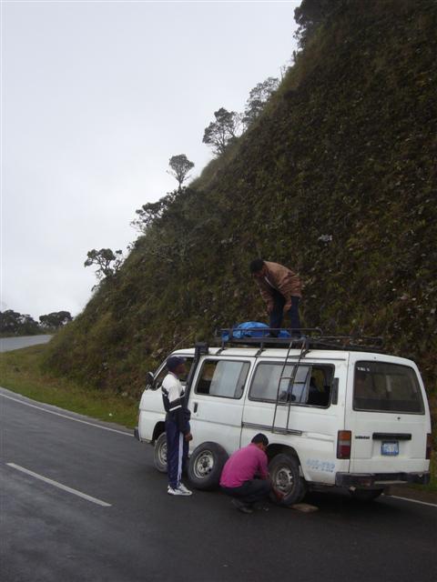 Flat tyre on way back up to La Paz